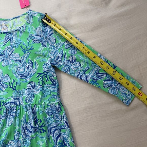 NWT Lilly Pulitzer Mini Geanna Swing Dress Green Floral XL 12 - 14 Kids Cotton - Picture 8 of 11